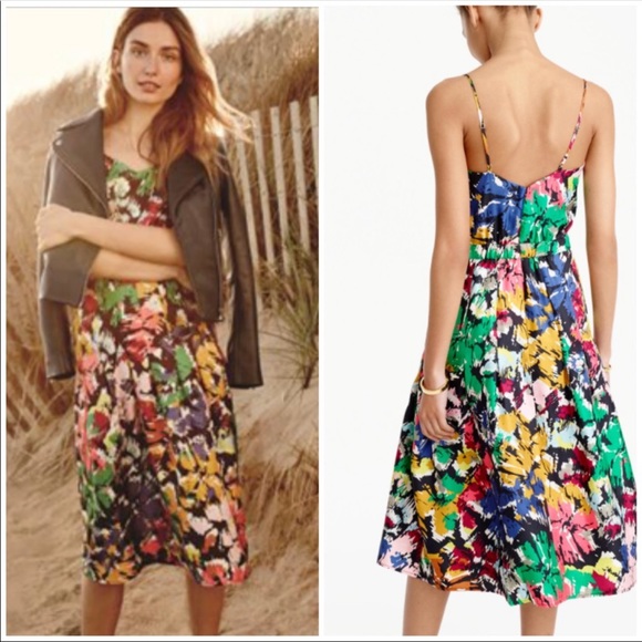 J Crew silk spaghetti strap colorful dress size 2 - Picture 2 of 7